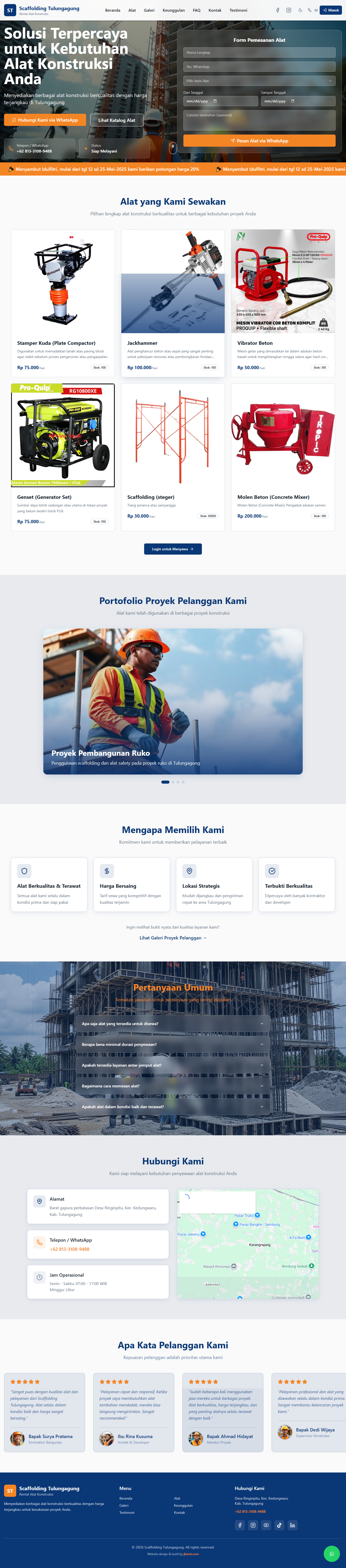 Website usaha rental alat kerja bangunan tulung agung